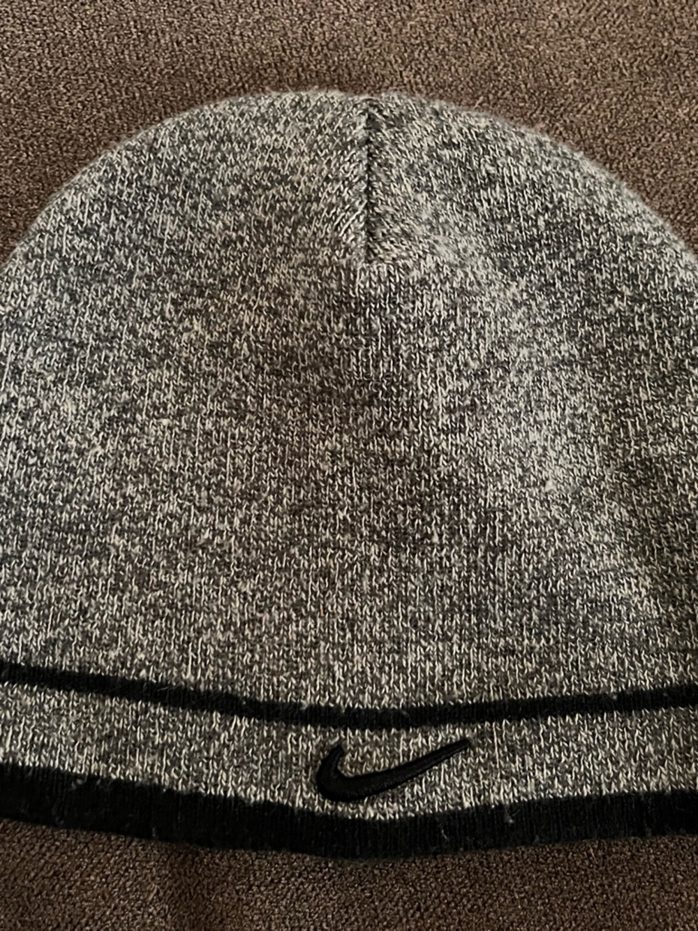 Nike Gray and Black Knitted Beanie